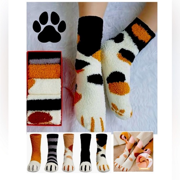 Cute Paw Print socks
Womens one size fuzzy warm
Animal cat dog paw sock - Picture 3 of 3